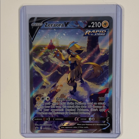 Pokemon Trading Card - Zeraora V - Blue and Yellow Pokemon Trading Card - Zeraora V - Blue and Yellow